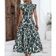 thumbnail image 2 of Vestido de Verano con Mangas Plisadas Mangas Voladoras Cuello Redondo Y Encaje, Vestido de Verano Informal Impreso, 2 of 5