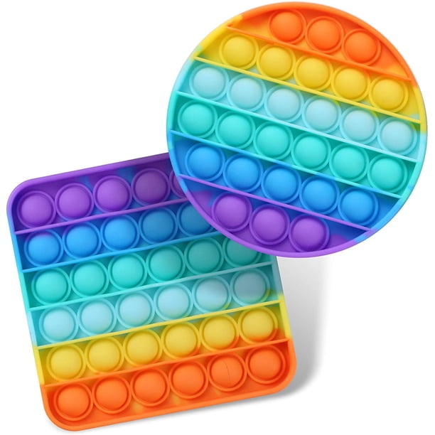 2 paquetes Push Pop Bubble Fidget Sensory S, Autismo Necesidades especiales Alivio del estrés Alivio de la presión de silicona S, Redondo y cuadrado Squeeze S para niños Niños Adultos (juego de 2) Xemadio WMZL-848-9