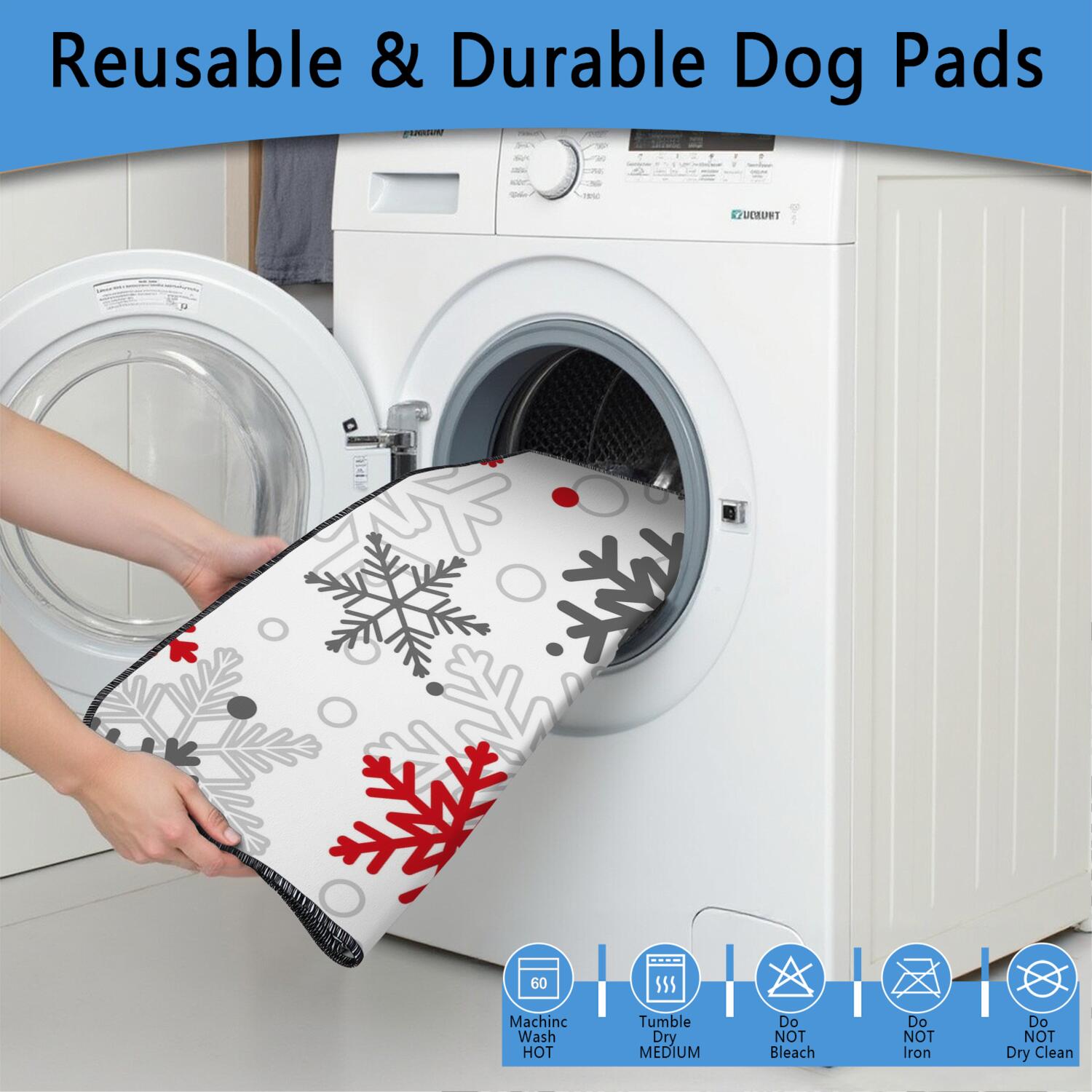 Festive 35" x 41" Reusable Puppy Pads 2-Pack, Christmas Themed Washable Dog Potty Training Mats, Highly Absorbent Pet Mat for Crate Bottoms and Living Areas