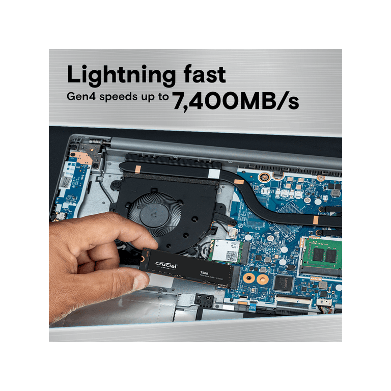 Crucial T500 2TB PS5 Compatible SSD, M.2 NVMe Gaming Drive, 7400MB