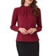 thumbnail image 1 of BLUSA DE CHIFFON CON CUELLO ALTO INSPIRADA EN CHIC OTOÑO INVIERNO PARA MUJER, CAMISA DE MANGA LARGA DE NEGOCIOS CASUAL TAMAÑO XS ROJO OSCURO, 1 of 6