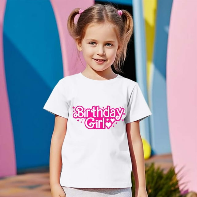 Girls Tops Tees & Shirts - Adorable Girl's Birthday Short Sleeve T-Shirt for and Celebration