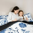 thumbnail image 5 of jejeloiu Rustic Flowers Full Size Comforter Sets,Modern Ink Aesthetic Floral Bedding Comforter Set,White Blue Bedding Sets For Girls Teens,Microfiber Bedroom Decor Reversible,3 Pieces, 5 of 8