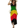 thumbnail image 1 of Robe Sans Manches Drapeau Rasta Vert Jaune et Rouge Robes de Plage Vêtements pour Femmes, 1 of 4