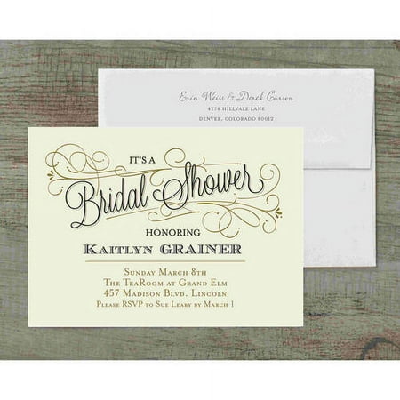 Classic Script Deluxe Bridal Shower Invitation