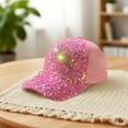 thumbnail image 3 of Jubipavy Hat Glitter Sequin Baseball Cap Hat Adjustable Mesh Caps Baseball Breathable Sun Hat Travel Baseball Cap And Peaked Cap For Party Hat For Women, 3 of 6