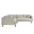 thumbnail image 3 of Sectional Sofa Couch, Ivory White, Fabric, Living Kitchen Cafe Bistro Hospitality Restaurant, Modern Contemporary HB36285, 3 of 6