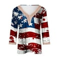 thumbnail image 4 of Xdegoge 4th of July Shirts Women 3/4 Sleeve Tops Patriotic American Flag Shirt Star Graphic Striped Blouse Usa T Shirt Independence Day Womens Summer Tops M Clearance, 4 of 5