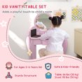 thumbnail image 4 of Qaba Coiffeuse pour Enfants avec Miroir et Tabouret, Design Chat, Tiroir Rose, 4 of 10