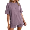 thumbnail image 4 of Womens 2 Piece Outfit Short Sleeve Crewneck T Shirts and Shorts Summer Loose Comfort Lounge Matching Sets S-2XL, 4 of 7