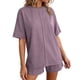thumbnail image 2 of TaTaai Women's Summer Lounge Set Short Sleeve Round Neck T-Shirt and Elastic Waist Shorts Solid Color Matching Two Piece with Pockets for Comfortable Daily Wear Gift, 2 of 7