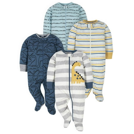 Gerber Baby Boy Sleep 'N Play Footed Pajamas, 4-Pack