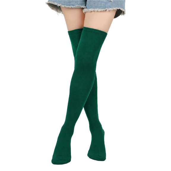 Ljudmp Women's Christmas Over The Knee Socks Thigh High Long Socks Stretchy Tall Stockings For Girls Christmas Role Playing Costume Accessory Blackish Green