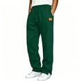thumbnail image 2 of Sweatpants Dqueduo Men's Casual Straight Leg Sweatpants Elastic Drawstring Waist Solid Color Trousers With Leather Patch Side Slits M A Green, 2 of 6