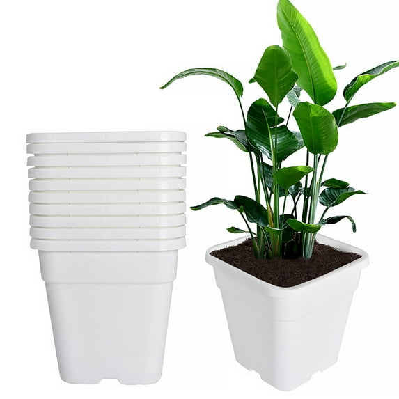 SHZAITOR 5/10 PACK Re-usable Square Nursery Pot 10 Gallon Plastic Grow Pots Plant