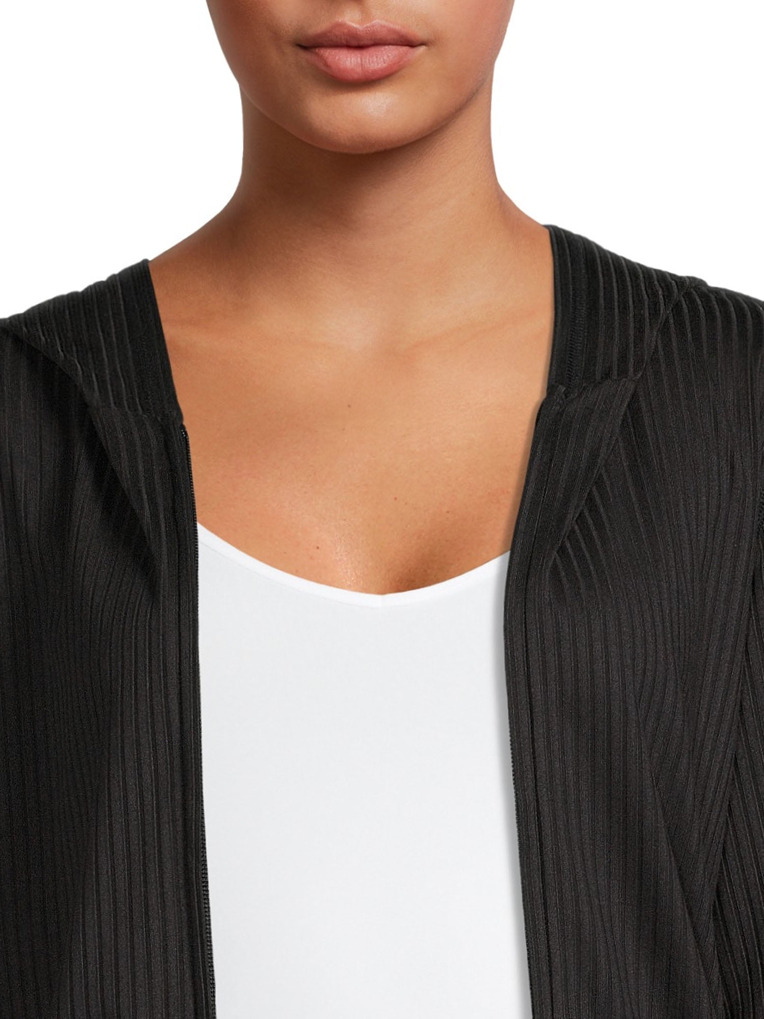 Secret Treasures Women's Ribbed Full Zip Hoodie and Pants Set, 2-Piece
