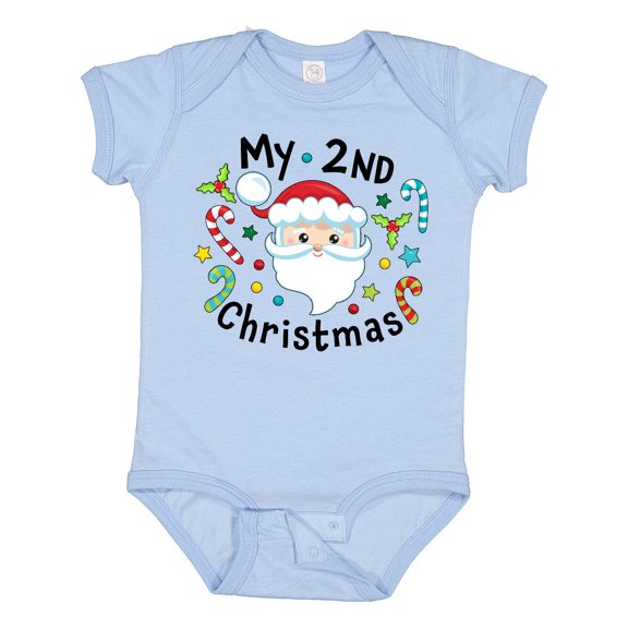 Inktastic My Second Christmas Santa with Candy Canes Boys or Girls Baby Bodysuit