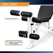 Marcy Foldable and Adjustable Weight Bench with Leg Extension, White/Black
