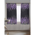 thumbnail image 5 of Sheer Curtains 72 Inches Long, Purple Lavender Semi Sheer Curtains Light Filtering Window Treatment, Spring Watercolor Wildflowers Plant Black Privacy Voile Drapes for Living Room Bedroom 52x72 Inch, 5 of 7