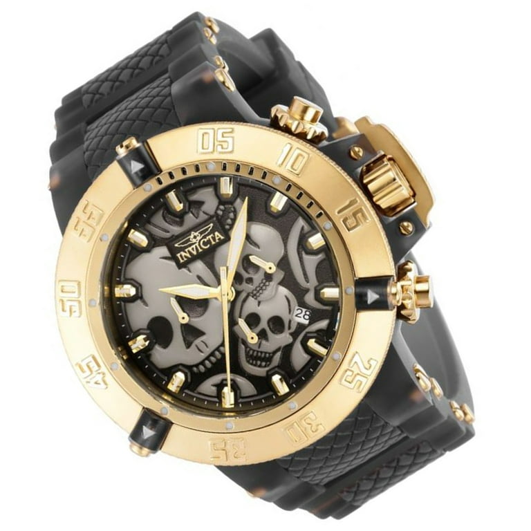 Invicta Subaqua Chronograph Quartz Black Dial Skull Men's Watch