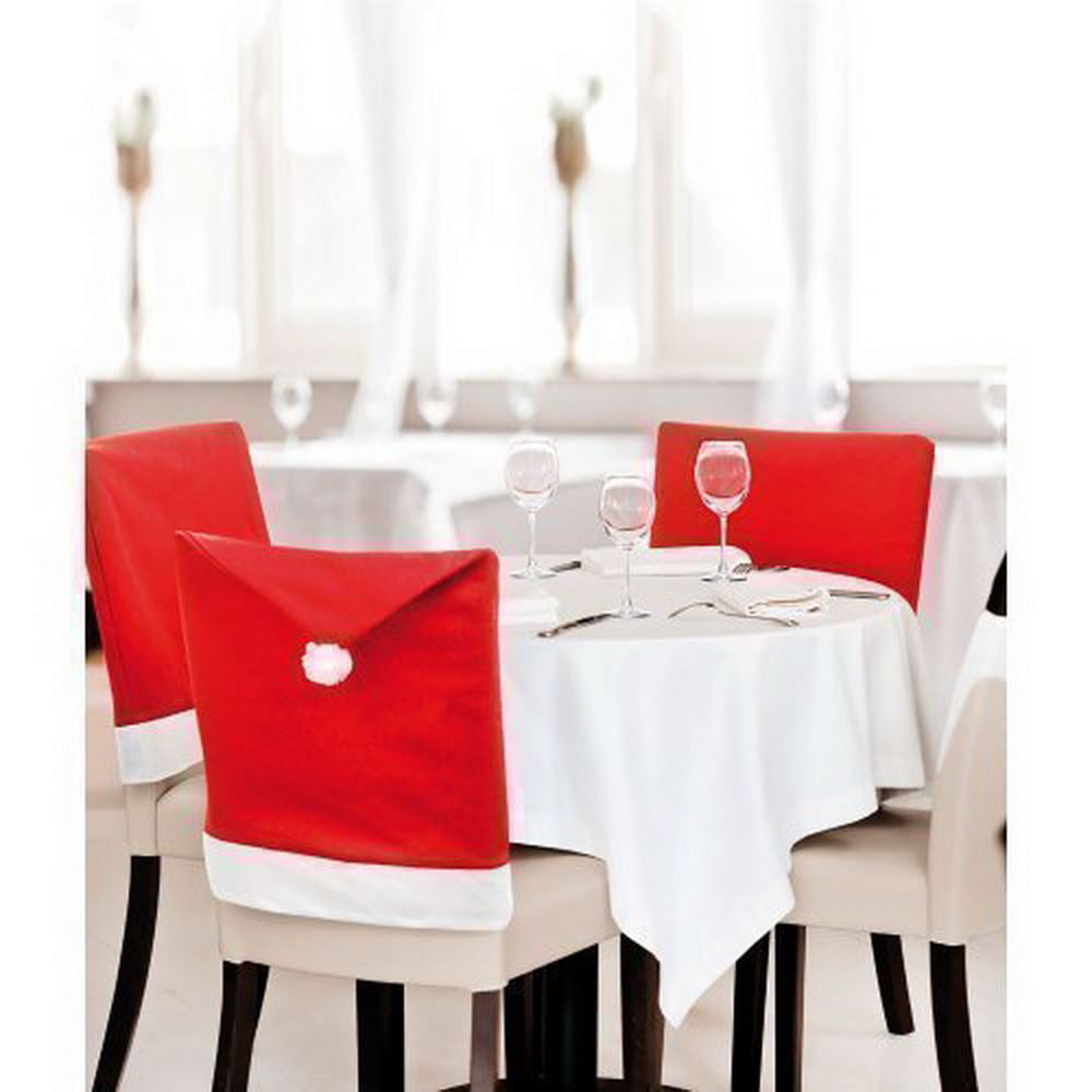 Santa Red Hat Chair Covers Christmas Decorations Dinner Chair Xmas Cap Sets 
