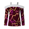 thumbnail image 4 of NMMUED Women's Valentine Shirts Heart Graphic Heart Shirts Spring Outfits for Women Off the Shoulder Long Sleeve Top Womens Tops Casual Red Holiday Tops for Women (S-3XL), 4 of 5