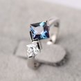 thumbnail image 2 of Unique 2 Stone Ring Sterling Silver Princess Cut Alexandrite Engagement Ring June Birthstone, 2 of 3