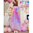 thumbnail image 6 of Arshiner Girls Chic Dresses Formal Sleeveless Contrast Mesh High Low Dress with Belt Party Wedding, 6 of 6