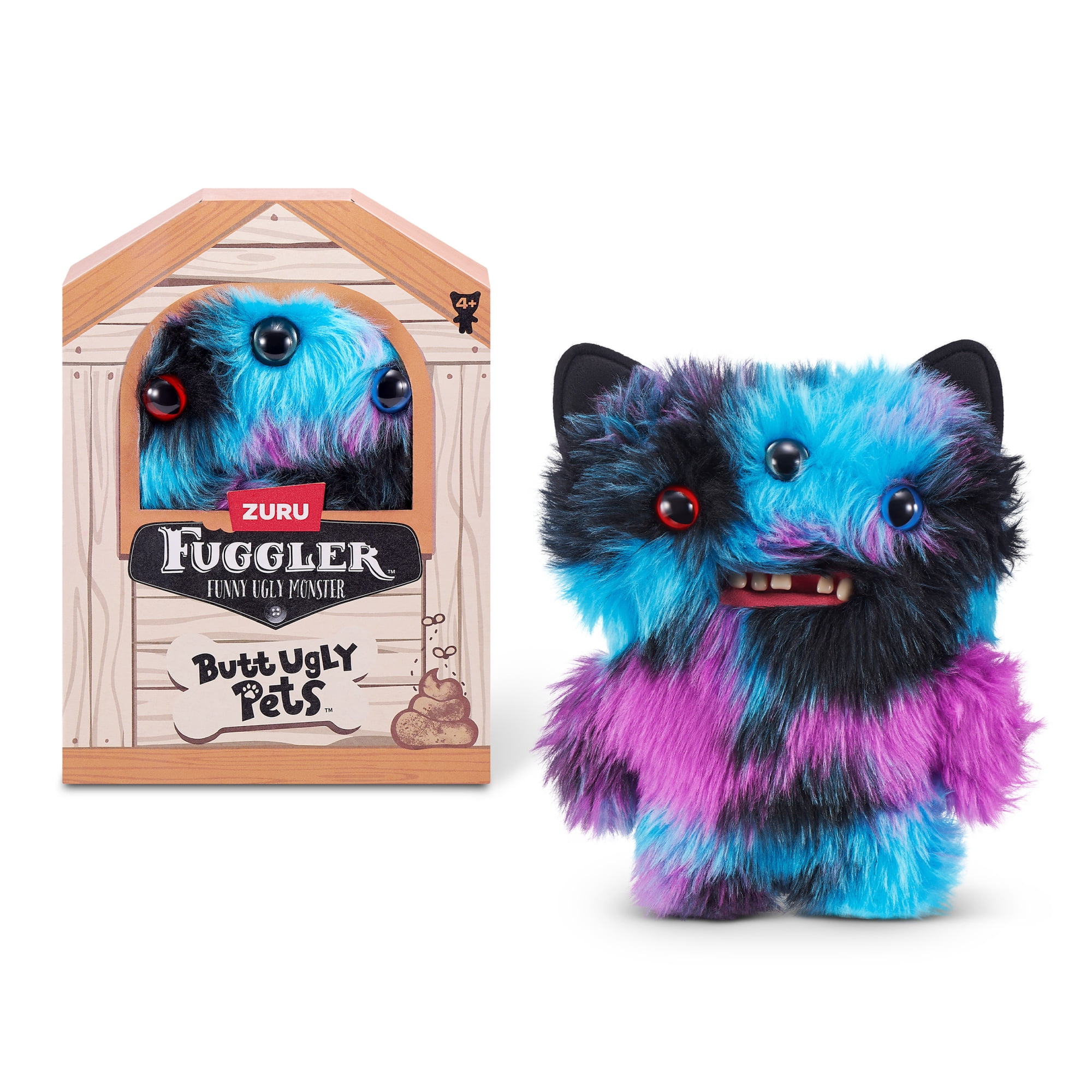 Fuggler Butt Ugly Pets 9 inch (Reek-O - Black Cat), Ugly Monster Stuffed Animal Toy by ZURU