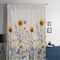 thumbnail image 5 of Sunflower Semi Sheer Curtains Drapes for Living Room, Bedroom, French Doors Window 54 Inches Long, Vintage Spring Floral Summer Botanical Rod Pocket Chiffon Curtain Drapery Voile Draperies Panel, 5 of 6