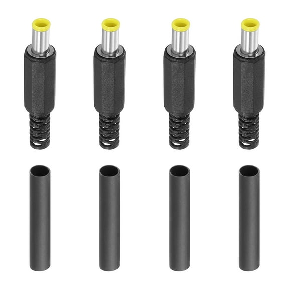 Uxcell 5.0x3.5mm DC Male Plug, 4 Pack DIY DC Barrel Connector with Shrink Tube