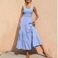 thumbnail image 3 of VUPSGEZ Women'S 2023 Casual Loose Plain Maxi Sundress Smocked Tank Dress Sleeveless Summer Beach Tiered Long Dresses (Light Blue,L), 3 of 8