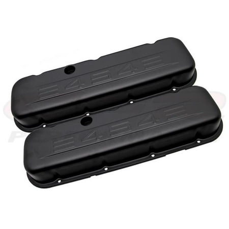Chevy Short Valve Cover CFR HZ-9844-PCG Steel 1965-95 Chevy Big Block 396-427-454-502 Short Valve Covers C.I.D 454 Logo Powder Coated - Gray ()