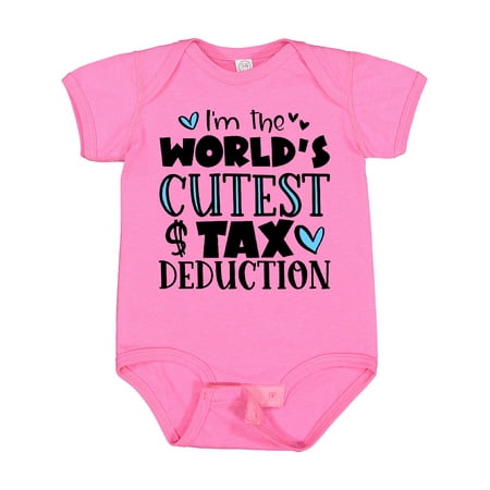 

Inktastic I m the World s Cutest Tax Deduction Blue Hearts Gift Baby Boy or Baby Girl Bodysuit