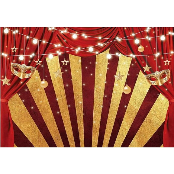 Circus Carnival Backdrop Unique Golden Red Glitter Sparkle Stripes Birthday Party ration Kid Man Woman Photo Background