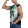 thumbnail image 3 of Lsque Watercolor Turtle5 Print Men's Cotton Blend Sleeveless Muscle Shirts (S-3XL)- Moisture Wicking, Odor Protection, UPF 30+,Small, 3 of 7