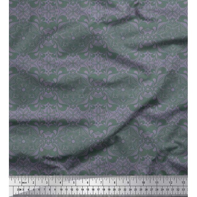 Soimoi Poly Georgette Fabric Floral Mandala Print Sewing Fabric Yard 52 Inch Wide