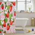 thumbnail image 3 of Red Strawberry Shower Curtain Kawaii Strawberry Fabric Shower Curtain for Kids Boys Girls Red Pink Bathroom Waterproof Accessories with 12 Hooks Cute Fruits Theme Curtains,72X84 Inches, 3 of 6