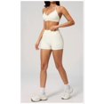 thumbnail image 3 of PISONIC Workout Sets for Women Spaghetti Straps Halter Neck Sports Bra High Waist Biker Shorts 2 Piece Gym Outfits, 3 of 7