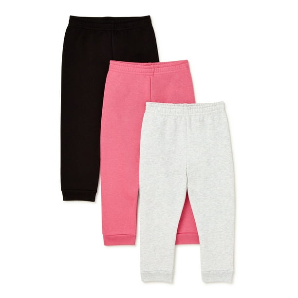Garanimals Baby and Toddler Girls' Fleece Sweatpants, 3Pack, Sizes 12M