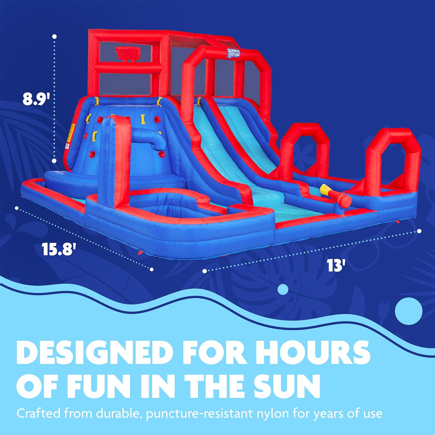 Sunny & Fun Fun Nylon Water Slide for Backyard Climb & Bounce Water Park