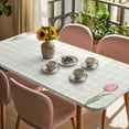 thumbnail image 3 of Pink Spring Floral Table Cloths for 4 Foot Rectangle Tables, Tulip Yellow Plaid Summer Botanical Patio Waterproof Elastic Fitted Tablecloths, Washable Rectangular Table Cover for Camping, 3 of 8