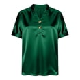 thumbnail image 4 of Womens Silk Satin Tank Top Button Up V Neck Summer Blouse Short Sleeve Shirt Business Casual Dressy Outfit Vacation Clothes 2026, 4 of 6