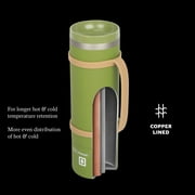 Swiss Tech 20 oz Insulated Water Bottle, Stainless Steel, 360 Sip Lid with Hidden Storage, Soft Touch Green