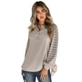 thumbnail image 5 of Seyurigaoka Women T-shirt See-through Long Sleeve Crew Neck Lace Patchwork Ladies Tops for Casual Daily, 5 of 9