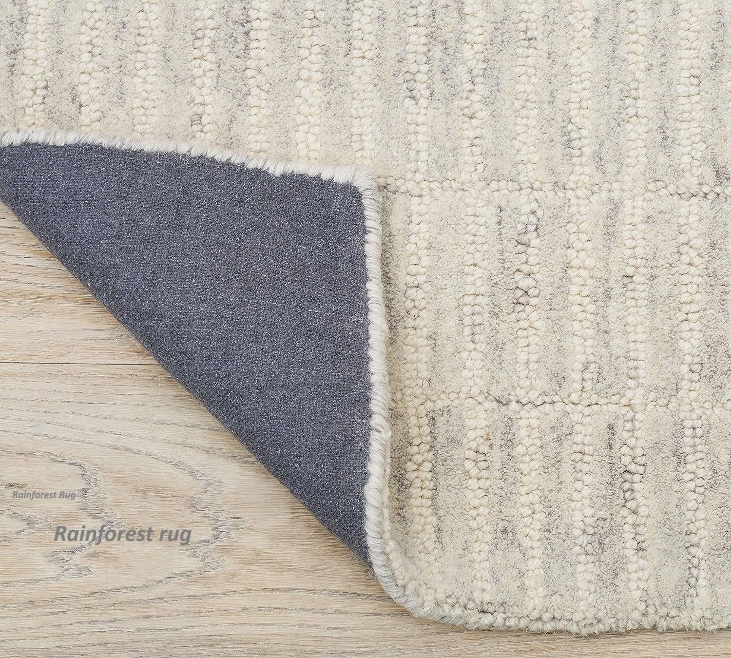 Handmade Capitola Space-Dyed Wool Area Rug with Cotton Backing, Modern Grid Design, Grey, 8x11, for Living Room, Bedroom, Dining Room, Office