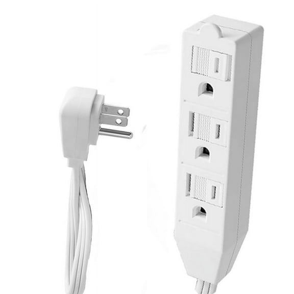 The Wires Zone 400807 16 Gauge 1.5' White 3 Outlets Flat Plug Extension Cord