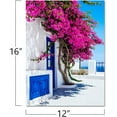 thumbnail image 2 of HFDF Canvas Wall Art, White Fence with Blue Door is Surrounded by Pink Bougainvillea Flower, Greece Beautiful Scenery Print Pictures Modern Artwork for Home Decoration Walls Decor 16x24inch Framed, 2 of 6