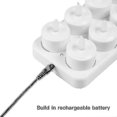 thumbnail image 1 of Flameless Candles - 12 Rechargeable LED Heat Candles with Flaming Effect + 12 Frosted Cups - Comes with Charging Base, 1 of 4