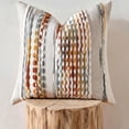 thumbnail image 5 of Fancy Homi 2 Pc Textured Chenille Throw Pillow Cover, 18x18 Inch, Boho   Brown Striped Decorative Cushion Case for Couch Living Room Bed, 5 of 8